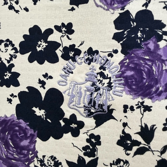 Ibkul Long Sleeve Xenia Navy Purple Floral Mesh Long Sleeve Top Small - Picture 4 of 10